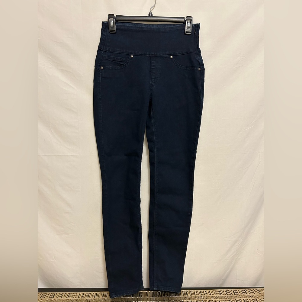 Spanx Alexia High Rise Denim Skinny Jeans Side Zip Dark Wash Women's Size XS‎